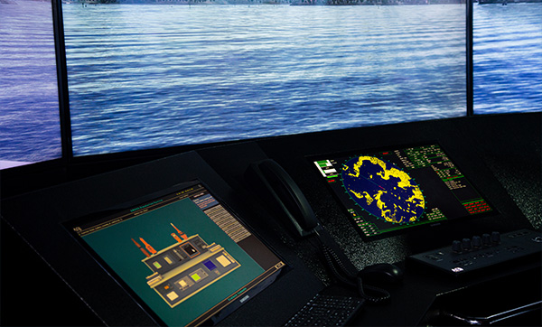 Marine navigation system display with radar and chart plotter interfaces on a boat console.