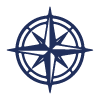 Blue compass rose icon symbolizing marine navigation systems