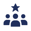 Icon of three people with a star, representing service expertise